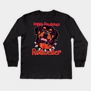 The Rottie - Happy Pawlidays Kids Long Sleeve T-Shirt